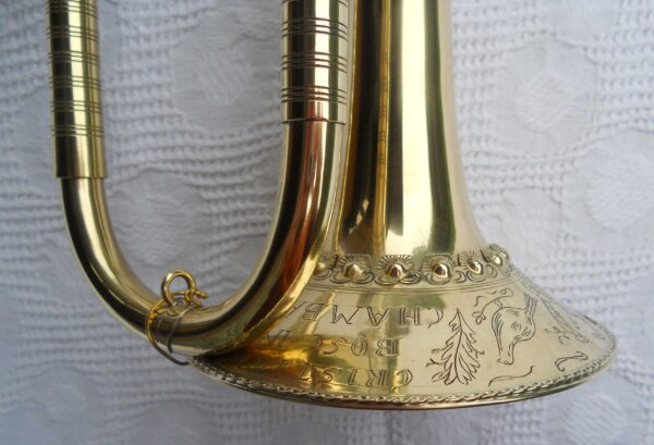 C.Bosc - Natural trumpet without holes, tones D 415 Hz, C 440 Hz, with hand engraved garland and historic tubing - Image 3