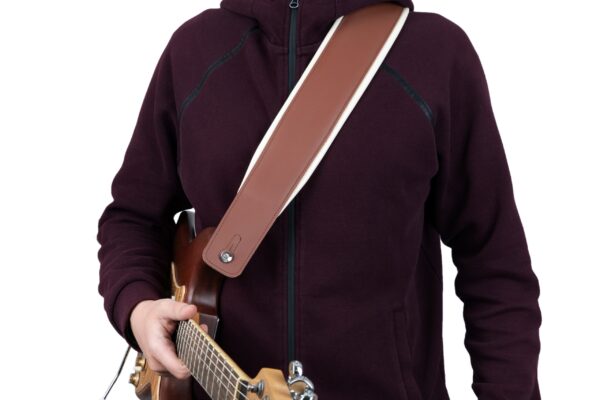 MG Leather Work - Padded Two Tone Leather Guitar Strap - Image 2