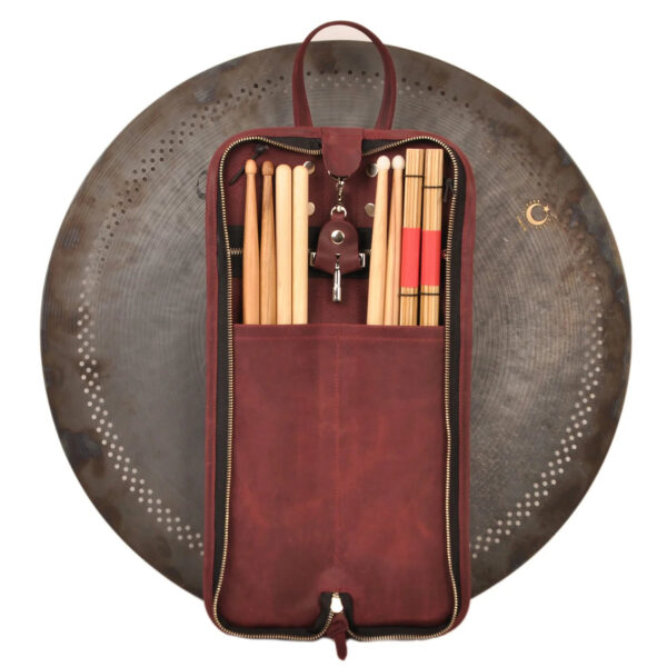 MG Leather Work - Drumstick Compact Bag w/ Drum Holder in Crazy Horse Leather - Image 6