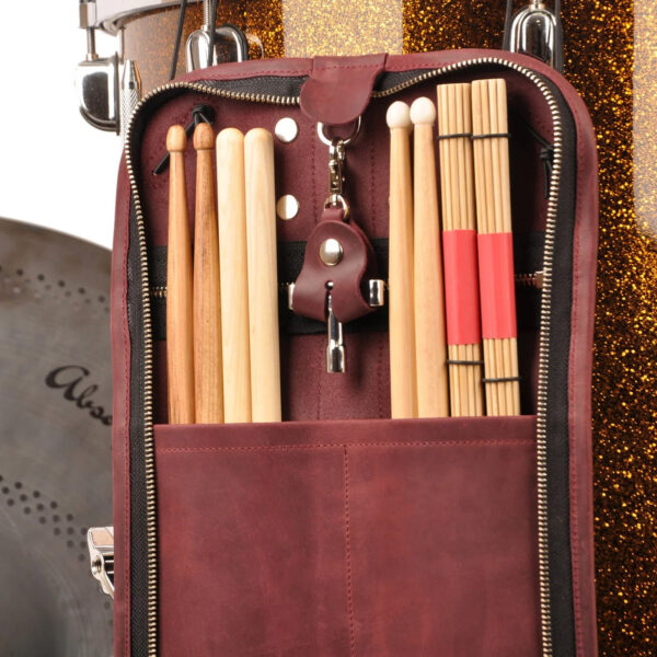 MG Leather Work - Drumstick Compact Bag w/ Drum Holder in Crazy Horse Leather - Image 5