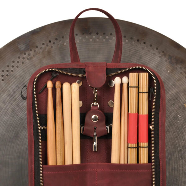MG Leather Work - Drumstick Compact Bag w/ Drum Holder in Crazy Horse Leather - Image 3
