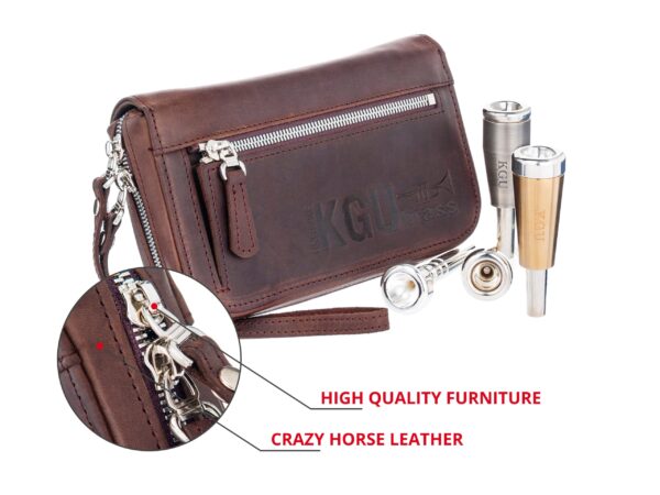 KGU Music - TRUMPET MOUTHPIECE QUAD POUCH. CRAZY HORSE LEATHER - Image 5