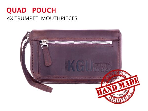 KGU Music - TRUMPET MOUTHPIECE QUAD POUCH. CRAZY HORSE LEATHER