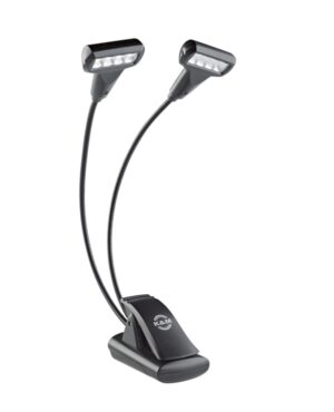 K&M Music Stand Light – Dual T-Head – 8 LED Flexlight, Black