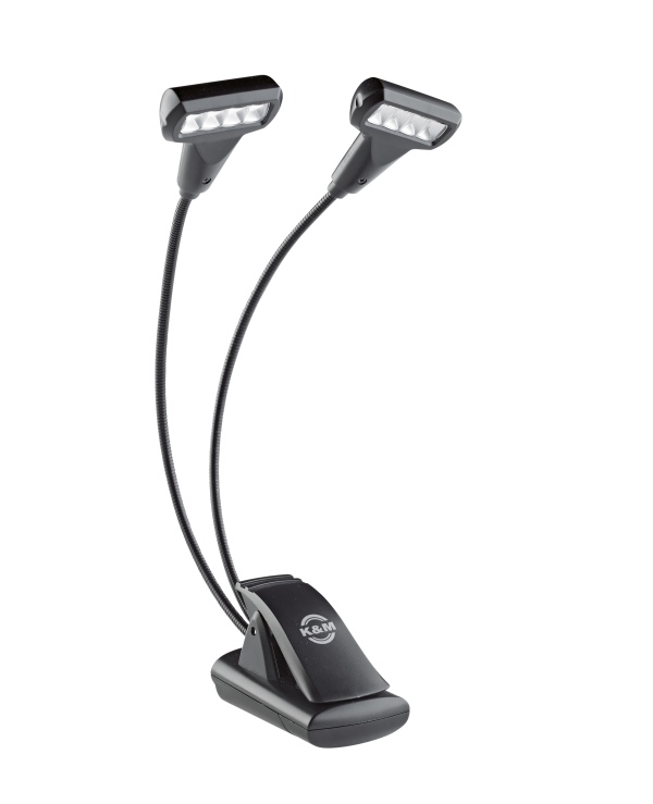 K&M Music Stand Light – Dual T-Head – 8 LED Flexlight, Black