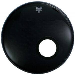 Remo Powerstroke 3 22" Bass Drum Head, Black with 5 Hole Black Dynamo Installed P3-1022-ES-DM