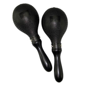 Tycoon Black Plastic Maracas with Wooden Handle TMP-DB